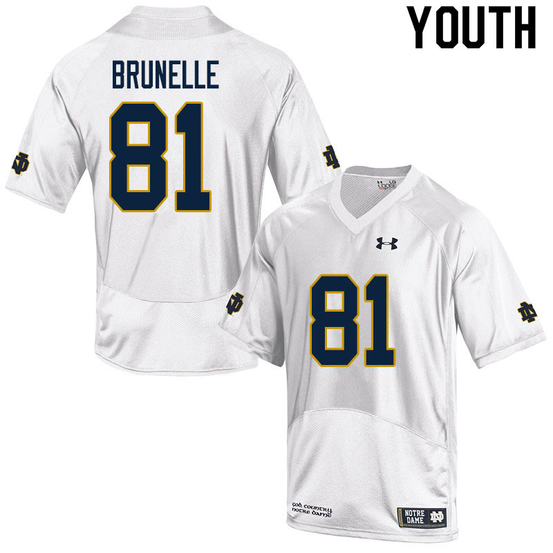 Youth #81 Jay Brunelle Notre Dame Fighting Irish College Football Jerseys Sale-White - Click Image to Close